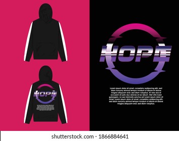 Vaporwave Streetwear Hoodie, Hope with Big Circle Illustration