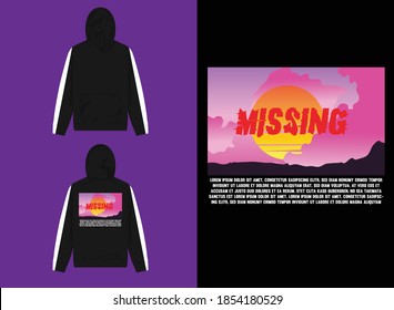 Vaporwave Streetwear Hoodie, 
Missing in Sunset Design