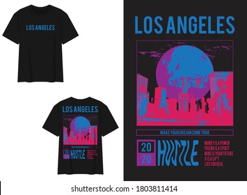 Vaporwave Streetwear T-shirt
Los Angeles and Moon Illustration, Hustle