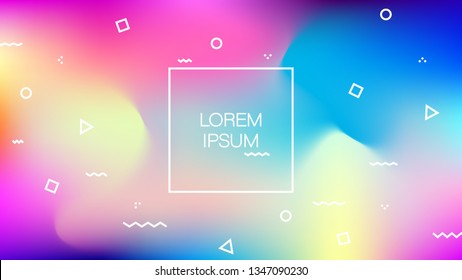 Vaporwave style.Abstract holographic background.Memphis geometric elements.Template.EPS 10.