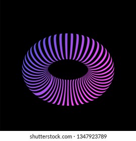 Vaporwave/ synthwave 80s-90s aesthetics style logotype. Neon holographic torus.