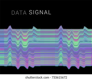 Vaporwave / Synthwave style illustration of distorted signal with glitched stipes in pastel colors.