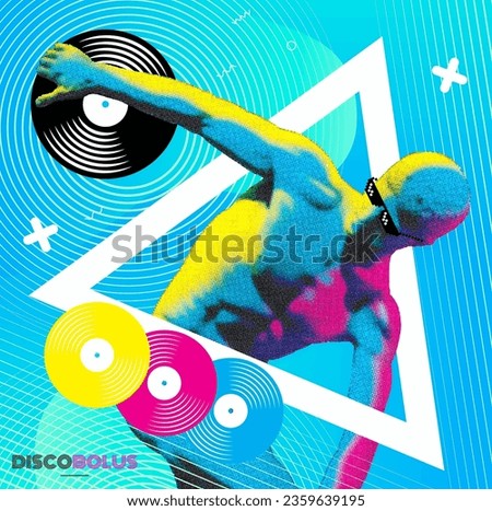 Vaporwave vector Illustration Of Greek Statue Of Discobolus