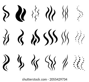 Vapour icon. Odour symbol. Aroma steam wave.  Vector illustration set isolated on white. 