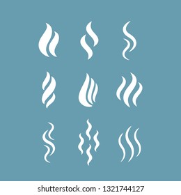 Vapour mist vector icon isolated on blue background