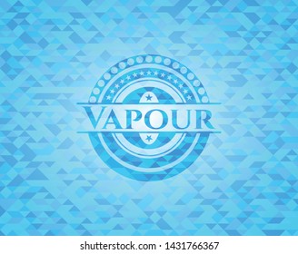 Vapour realistic sky blue emblem. Mosaic background