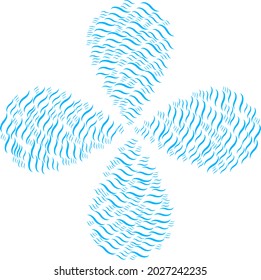 Vapour smell swirl twist. Element flower organized from oriented vapour smell symbols. Vector flower collage in flat style.