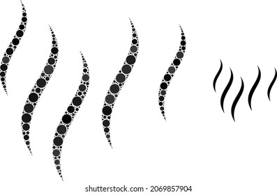 Vapour vector mosaic of dots in different sizes and color shades. Circle dots are united into vapour vector illustration. Abstract vector illustration.
