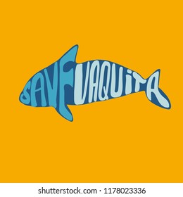 vaquita marina blue whale sealife  vector illustration