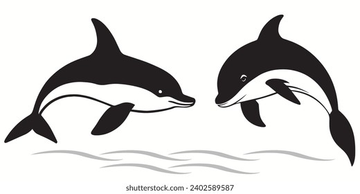 Vaquita outlines and symbols. Dark level variety basic exquisite white foundation Vaquita animal vector and silhouette icon.