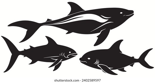 Vaquita outlines and symbols. Dark level variety basic exquisite white foundation Vaquita animal vector and silhouette icon.