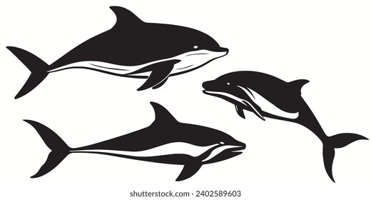 Vaquita outlines and symbols. Dark level variety basic exquisite white foundation Vaquita animal vector and silhouette icon.