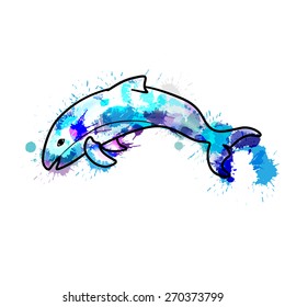 Vaquita porpoise made of colorful splashes