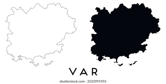 Var mapa contorno e preto silhueta vetor