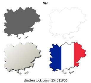 Var (Provence) outline map set