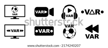 Var system icons vector set. Var technology for football. Referee assistant. Vector 10 EPS. Imagine de stoc © 