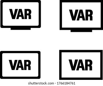 VAR, Video Assistant Referee Icon / VAR Logo For Soccer Or Football Match, Live Score, Sports On Screen Or TV. Vector Illustration.