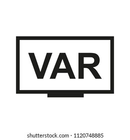 VAR, Video Assistant Referee Symbol For Soccer Or Football Match On Screen Or TV. Vector Illustration.