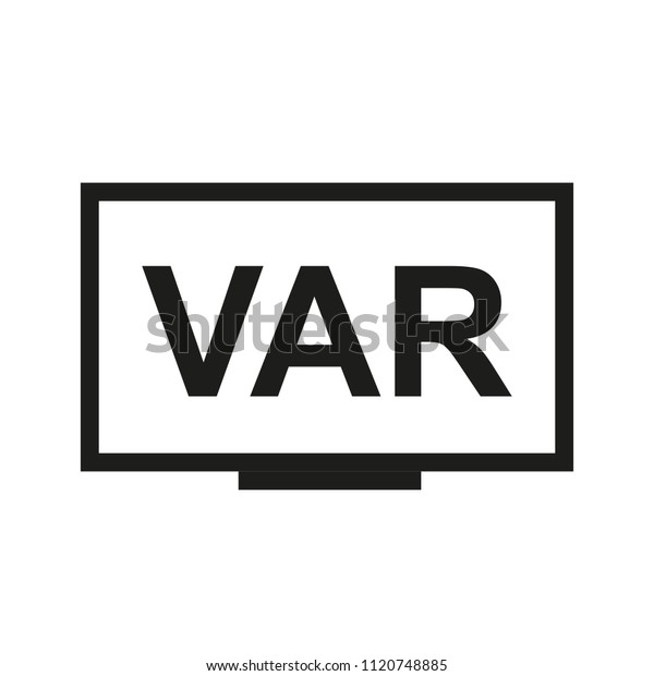 VAR, Video Assistant\
Referee symbol for soccer or football match on screen or TV. Vector\
Illustration.