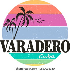 Varadero cuba tropical graphic for t shirt print on a white Background