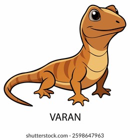 Varan vector illustration isolated on white background in cartoon style.
