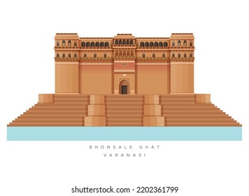 Varanasi City - Bhonsale Ghat -  Icon Illustration as EPS 10 File 