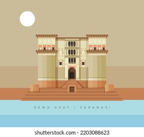 Varanasi City - Rewa Ghat -  Icon Illustration as EPS 10 File 