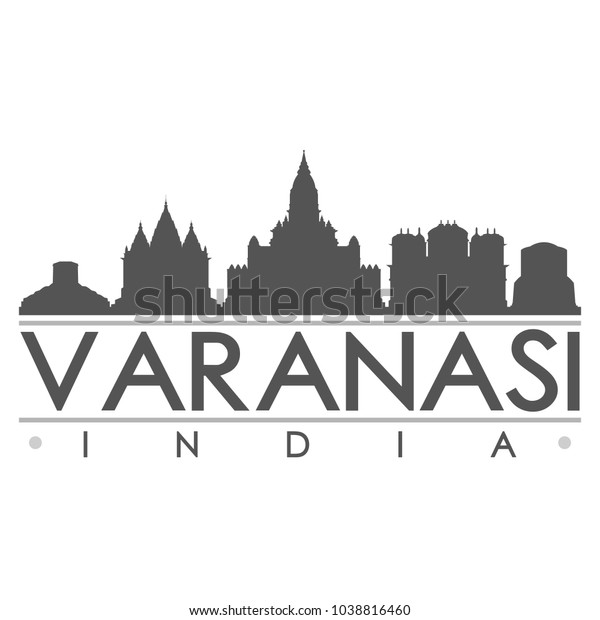 varanasi-india-skyline-silhouette-design-600w-1038816460 image