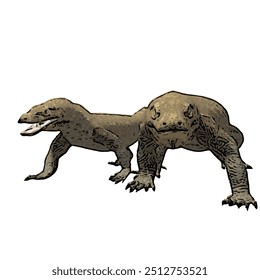 Varanus komodoensus, animal vector ilustration design isolated of Komodo 