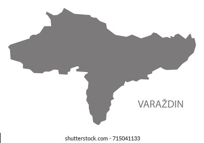 Varazdin Croatia county map grey illustration silhouette shape