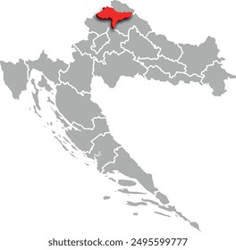 VARAZDIN map county of CROATIA 3d isometric map