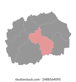 Vardar Statistical Region map, administrative division of North Macedonia. Vector illustration.