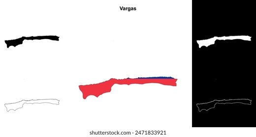 Vargas state outline map set