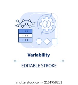 Variability light blue concept icon. Big data characteristic abstract idea thin line illustration. Analyze data volatility. Isolated outline drawing. Editable stroke. Arial, Myriad Pro-Bold fonts used