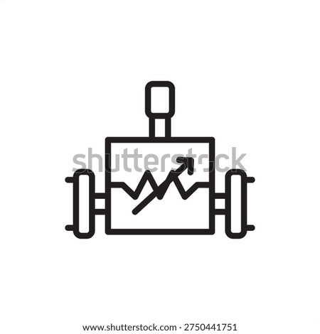 Variable attenuator icon. A multi-terminal electronic component design with an adjustment arrow. Ideal for electronic circuit schematics, RF signal processing diagrams, and technical projects.