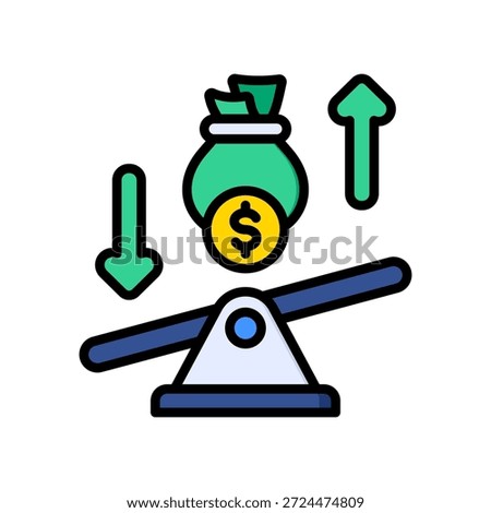 Variable Cost Icon Lineal Color Vector Illustration