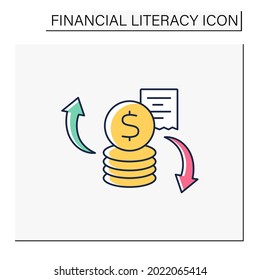 Variable expense color icon.Variable costs.Expenses change.Financial literacy concept. Isolated vector illustration