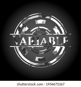 Variable grey camouflaged emblem. Vector Illustration. 