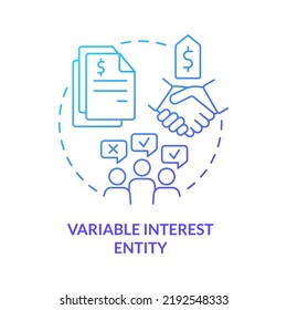 Variable interest entity blue gradient concept icon. Business consolidation and merger strategy abstract idea thin line illustration. Isolated outline drawing. Myriad Pro-Bold fonts used