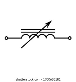 Variable iron  cored inductor symbol