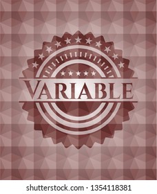 Variable red seamless emblem or badge with geometric pattern background.
