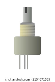 Variabler Widerstand. Element für den Funkkreis. Objekt einzeln auf weißem Hintergrund. Elektronik-Details. Vektorgrafik.