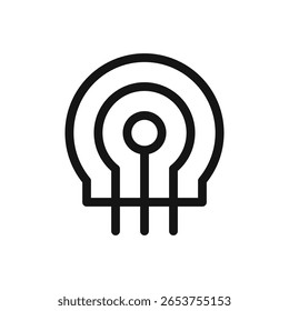 Variable resistor line icon, potentiometer electronic component vector symbol with editable stroke