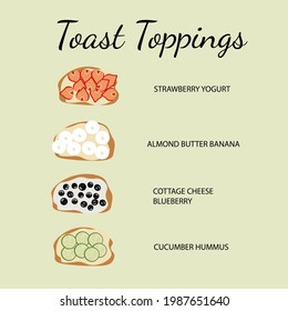 Varian of Toast Toppings vector Ilustration.Eps10.