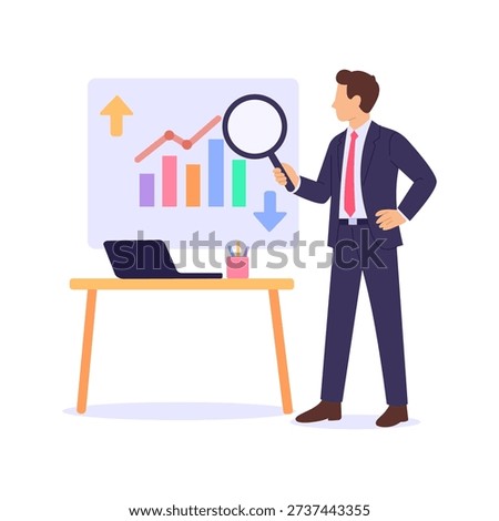 Variance Analysis, comparing actual results against budget, Flat vector character illustration