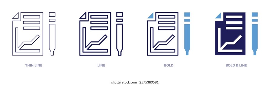 Variance analysis icon in 4 different styles. Thin Line, Line, Bold, and Bold Line. Duotone style. Editable stroke.