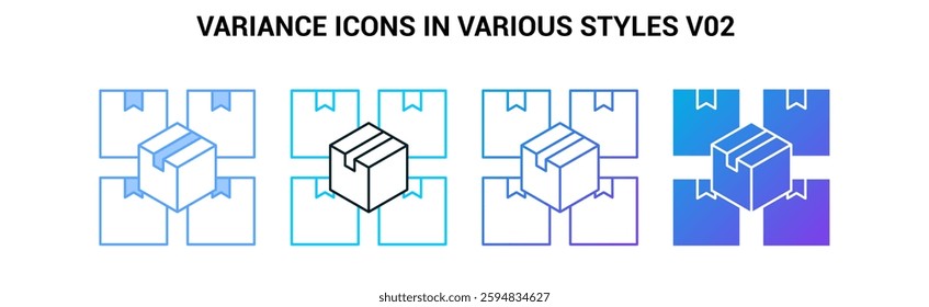 Variance icon visualized simply Blue, Dualline, Gradient, Fill style.