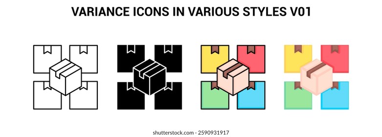 Variance icon visualized simply Line, Filled, Color, Flat style.