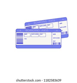 Variant of air ticket (Boarding pass)  isolated on white background. Vector illustration.