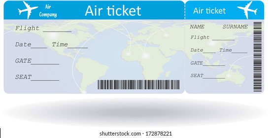 Variant of air ticket isolated on white. Vector illustration